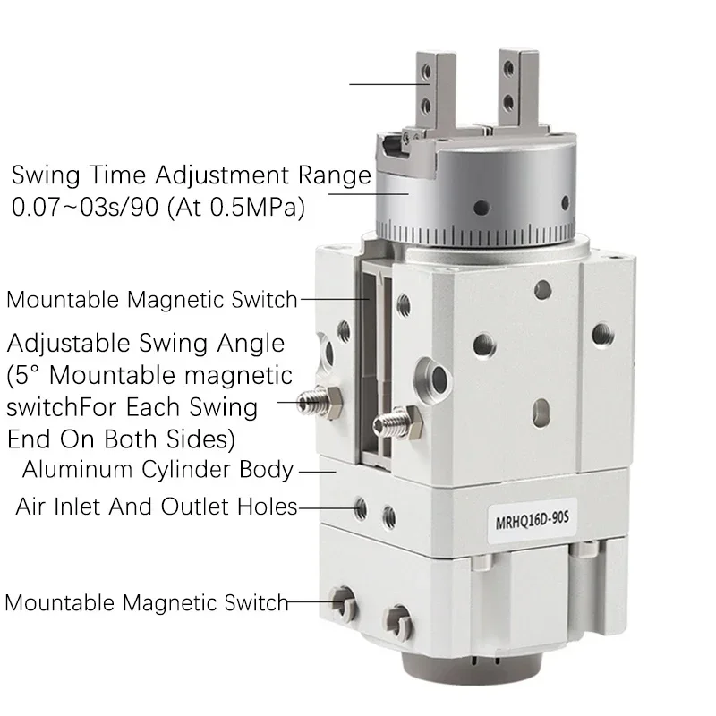 SMC Swinging Air Claw MRHQ Rotary Clamping Finger Cylinder 10D/20D/25D-90S MRHQ16D-180S-N