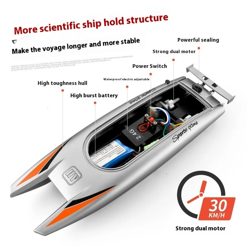High Speed Remote Control Yacht 805 Upgraded Version 2.4G Large Capacity Battery Long Range 30km/h Outdoor Water Toy Boat Model