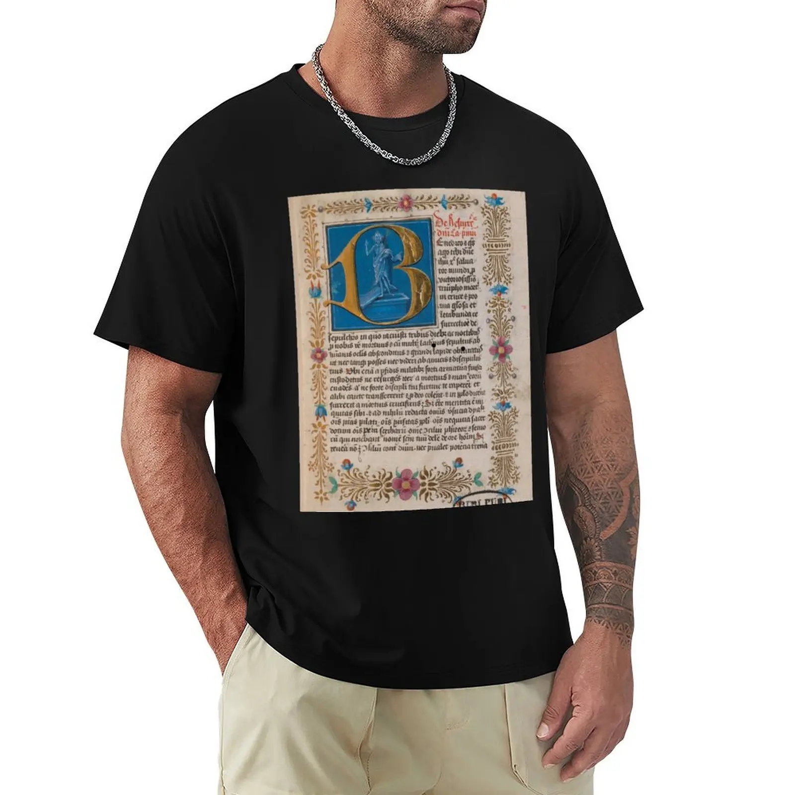 Initial B from a 15th century medieval swiss manuscript T-Shirt Big and Tall Loose Fit T-Shirt