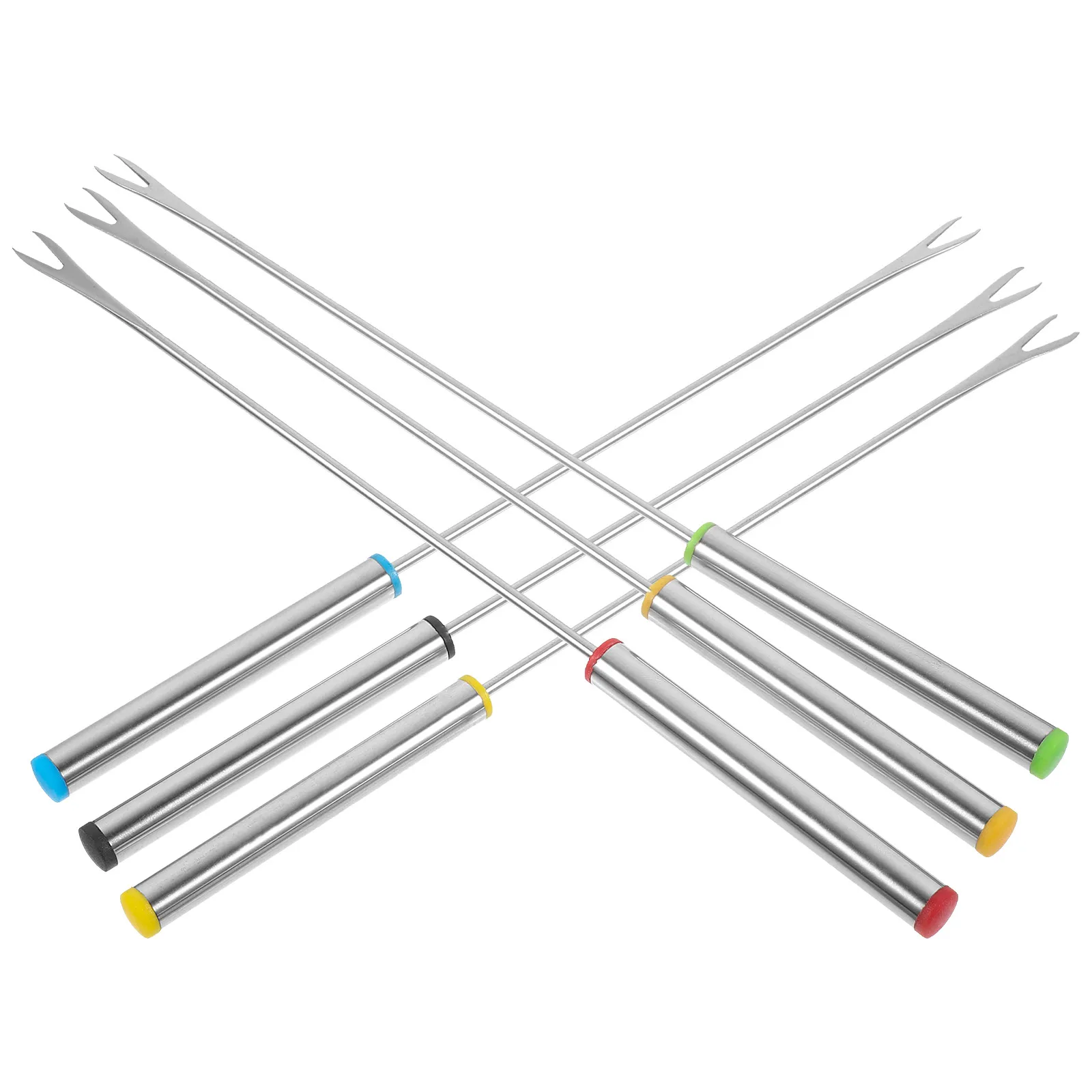 

6pcs Barbecue Forks Stainless Steel Telescopic Roasting Kitchen Skewers Meat Fork Set Grilling Tools For Home Party
