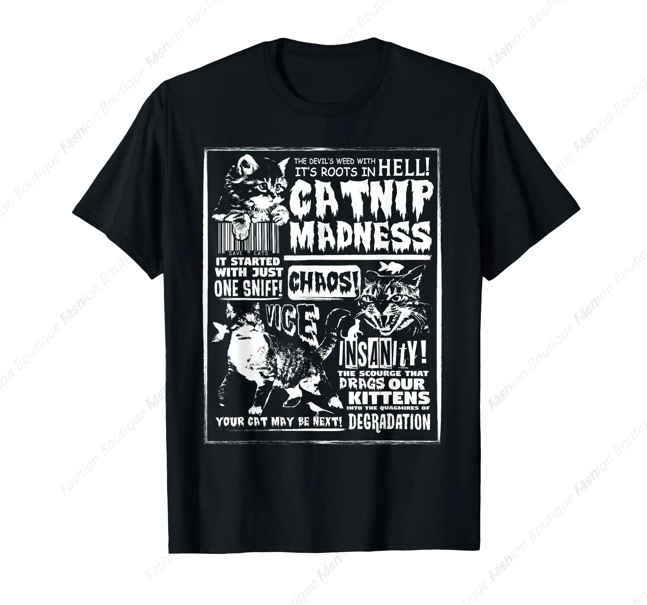 

Hot-Selling Catnip Madness Cute Kitten Cat Lover Gift For Men Women Leisure Cotton Tee