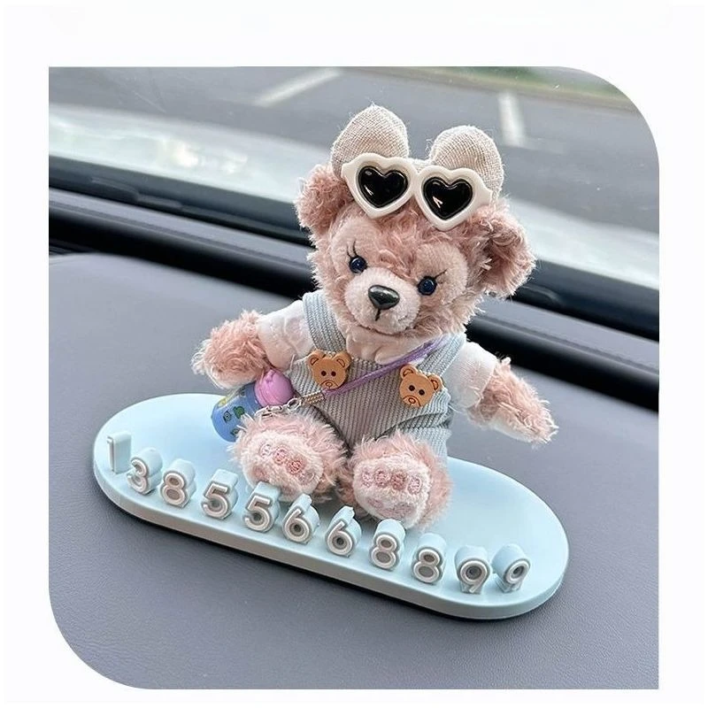 Cute Bear Car Parking Plate Temporary Moving Phone Decoration Duffy Car Number Plate Car Accessory Temporary Parking Card