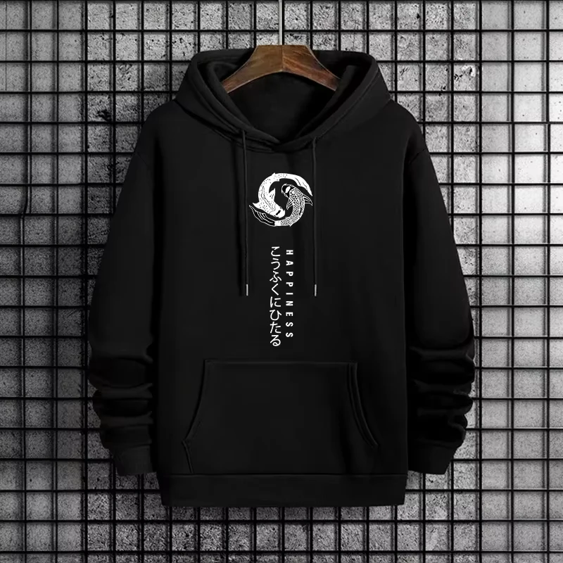 

Japanese Bushido Print Mens Hoodie 2025 Urban Streetwea Fashion Hip Hop Hooded Sweatshirt Autumn Winter Male Trendy Casual Coa