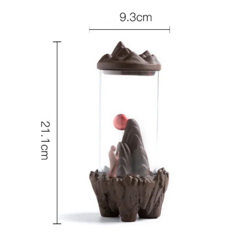 1pc Zen Decor Lucky Feng Shui Windproof Ceramic Backflow Incense Burner Hand Gift Mini Landscape DIY Home Decoration -No Incense