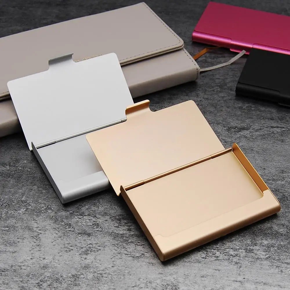 

Aluminum Alloy Business Card Case Metal Cards Holder Office Desk Organizer Men Bank Credit ID Wallet Name Business Card Holder
