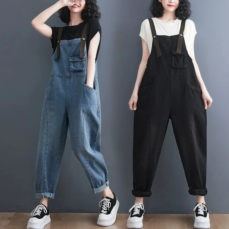 

Women's Denim Overalls Summer 2026 Loose plus Size Slimming Small Nine-Piece Halter One-Piece Pants High Waist Jeans