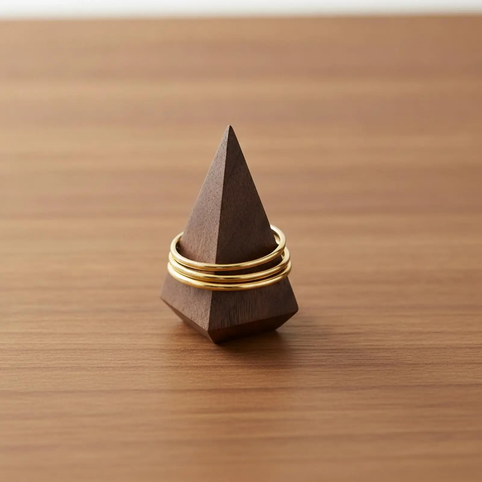 Solid Wood Pyramid Ring Stand Jewelry Display Holder for Boutique Counter Photography Prop