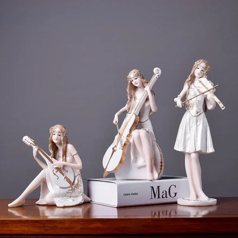 Nordic Violin Playing Musician Role Statue, Girl Decoration,Creative Home,Living Room,TV Cabinet,Bedroom,Desktop Decoration Gift