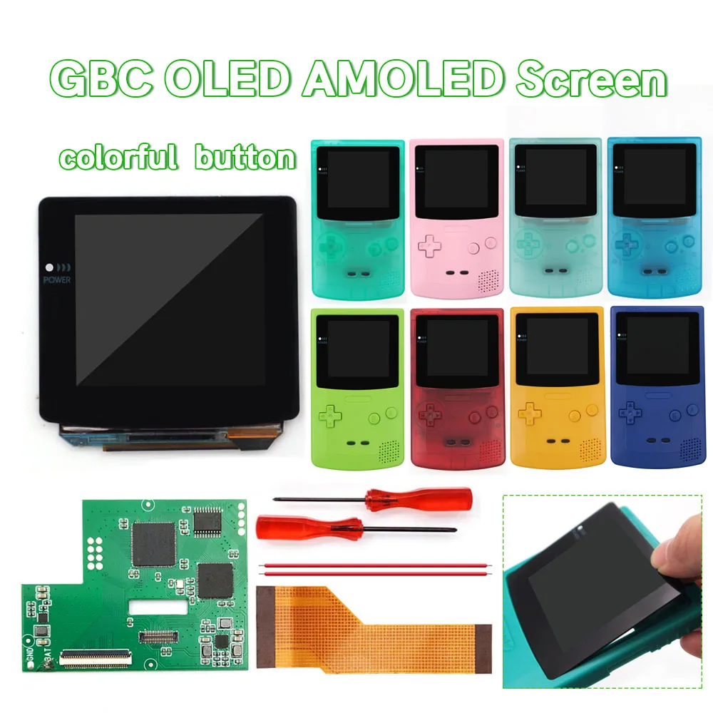 Customized Colorful Pre-cut Shell Housing and Button For GBC Laminated AMOLED OLED Touch Screen Kits OSD Retro Pixel Menu