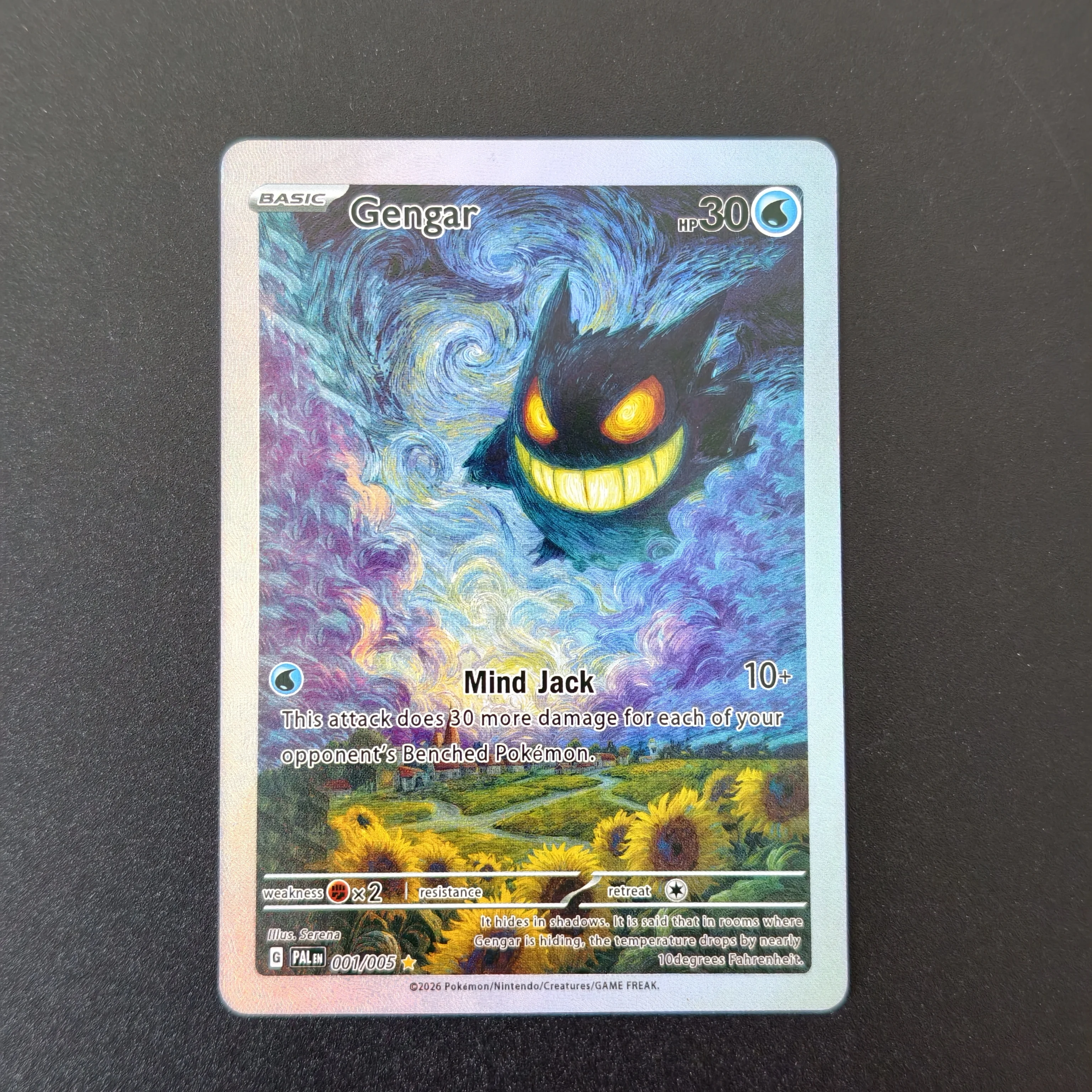 Hot 5PCS Proxy TCG Card PKM Gengar Oil Painting Art Style Holo Foil Textured Full Art Collectible Game Card Gift