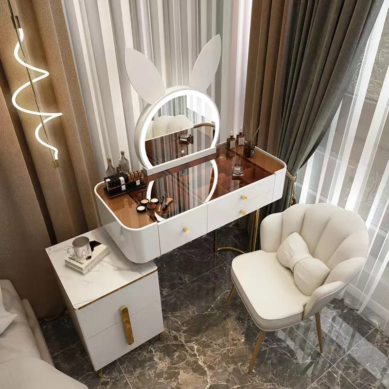 

vanity chair makeup glass desk dresser wood home Dressing table comfortable with light mirror Hairstyles bedroom furniture