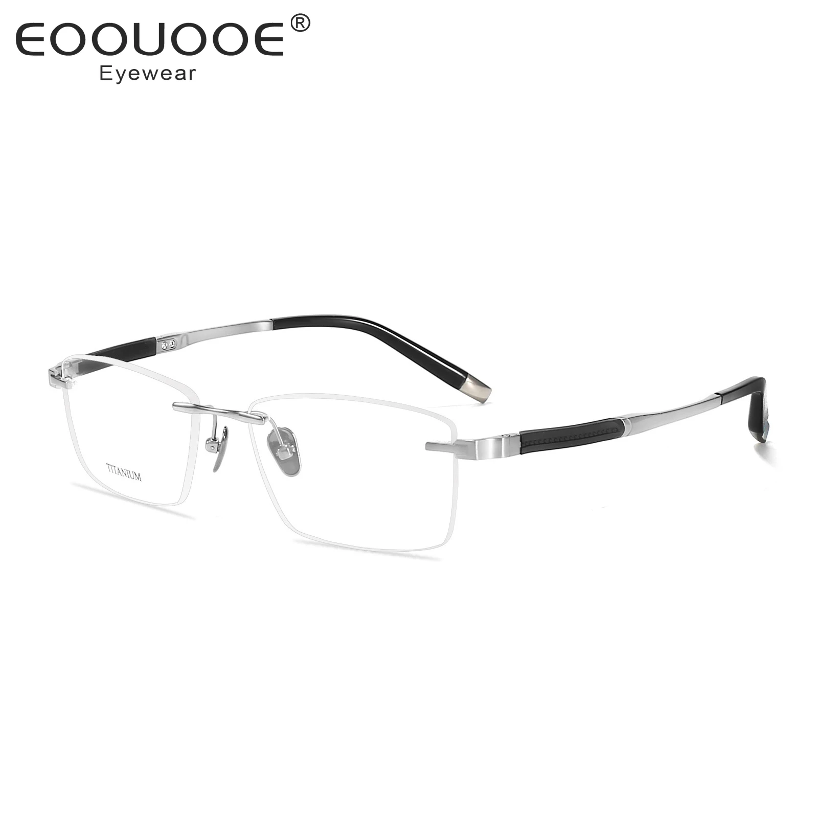 

54mm Men Rimless Eyeglasses Titanium Glasses Frame Myopia Anti Blue Light Anti-Reflection Optics Prescription Progression