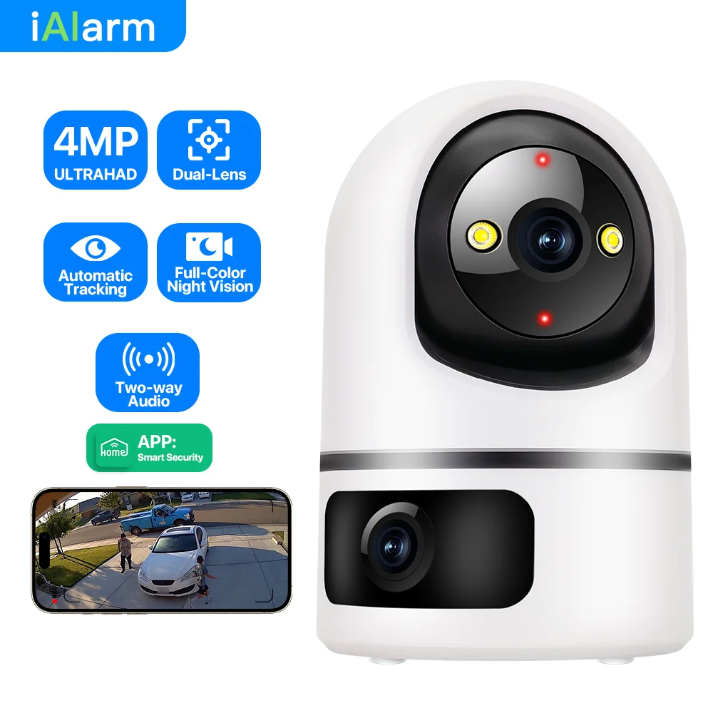 4MP HD 5G WiFi Dual Lens PTZ Camera PIR Night Vision Auto Tracking Home Indoor Security CCTV Surveillance Cameras Baby Monitor