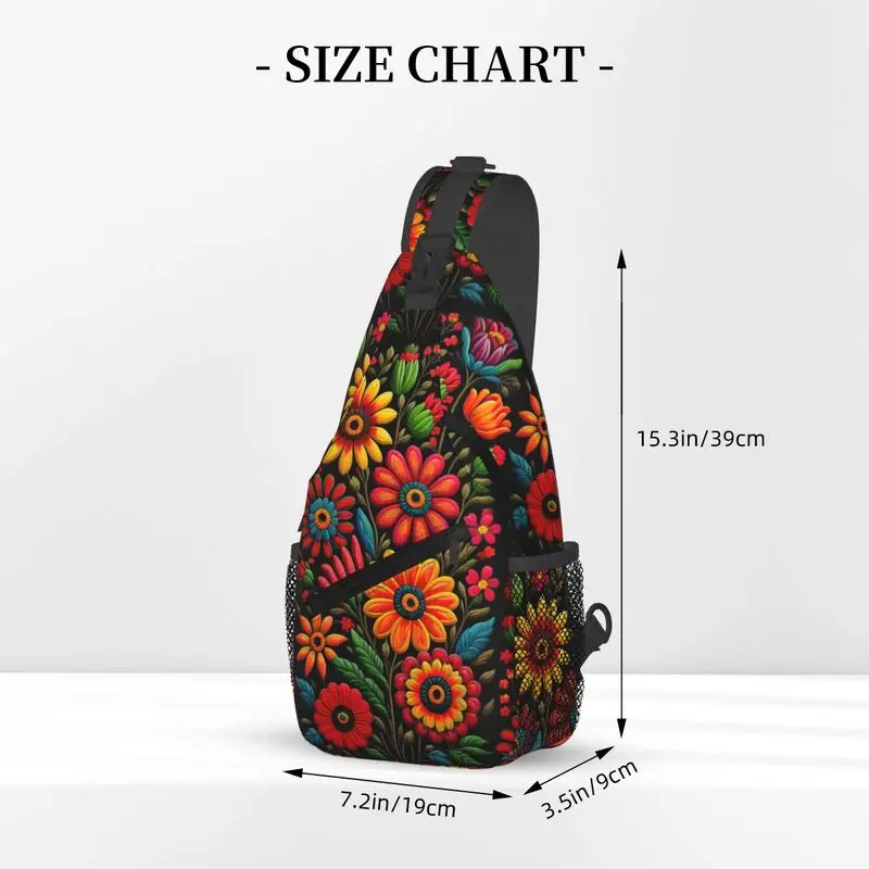 Mochila cruzada para hombre, bolso de hombro personalizado, colorido Floral, flores mejicanas, fresco, para el pecho, ciclismo, Camping, Daypack