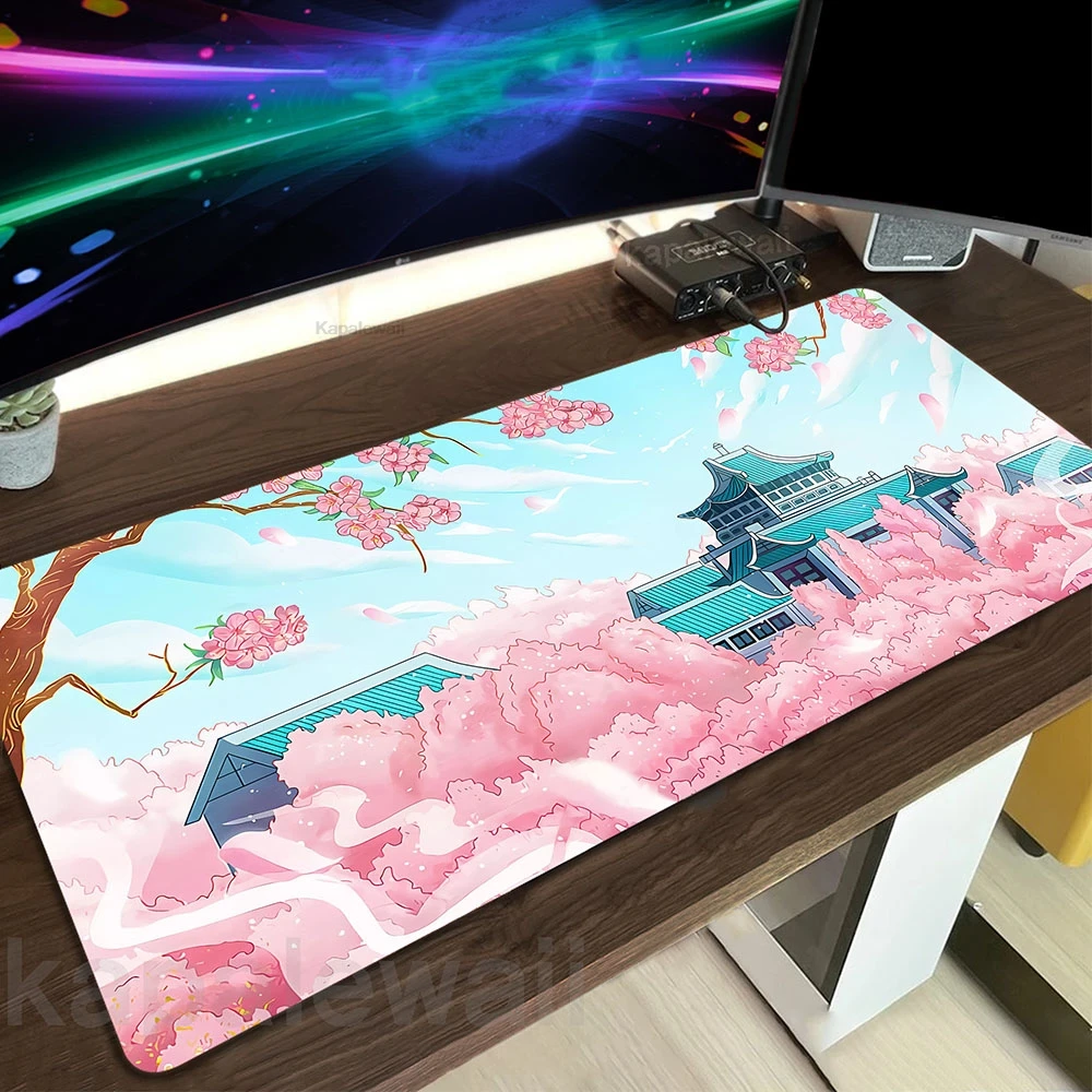 

Cherry Blossm Large XXL Mouse Pad Setup Gaming Accessories Mousepad Company Rubber Mouse Mat Sakura Desk Pad Gamer Mousepads