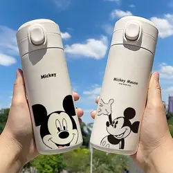 Disney Cup Mickey Minnie Mouse Thermos Cup Childen Cartoon Water Cup 304 Stainless Steel Water Bottle Portable 350ML 450ML