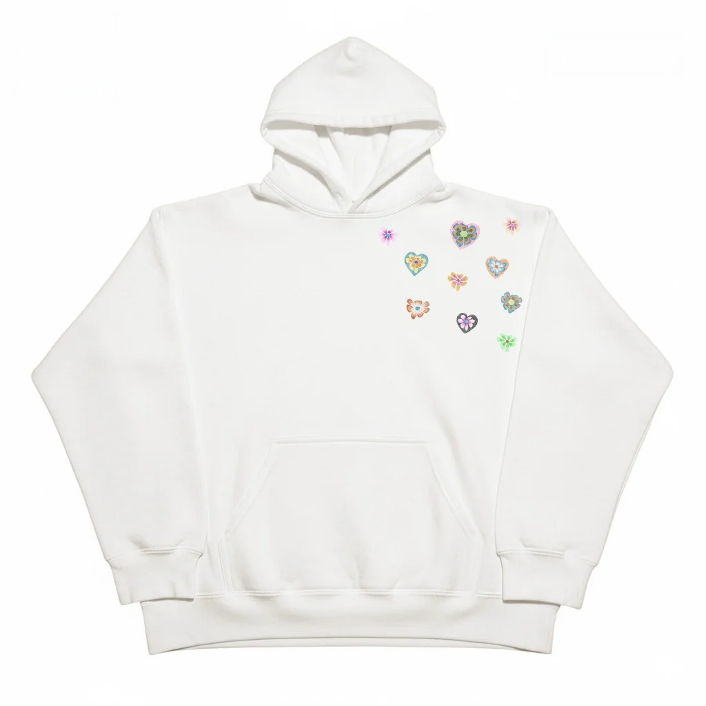 レトロアメリカン漫画ショルダーフラワーフーディホワイトカップルスウェットシャツsサイズカジュアルストリートウェア男性と女性向け