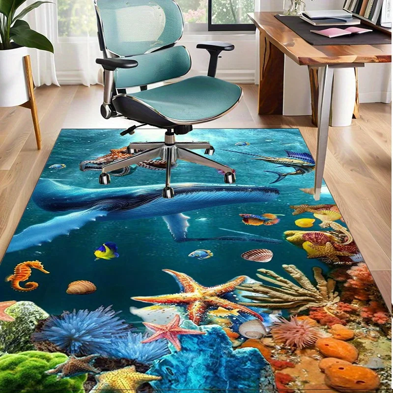 Ocean life rug featuring whales fish and coral reefs ideal for kids rooms ocean rugs marinethemed homedecorSkid resistantcarpet