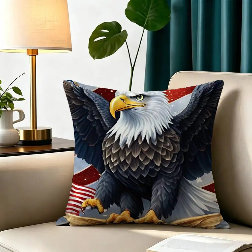 American Bald Eagle Fashion  Pillow Case Square Double-Sided Sofa Cushion Cover Bedroom Bedside Pillow
