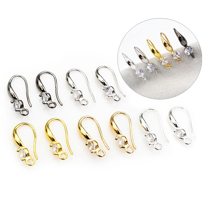 10 szt. 18x8mm z kolczykami z cyrkonią i haczykami druty mosiężny materiał do wyrobu biżuterii akcesoria wykonane ręcznie kolczyki