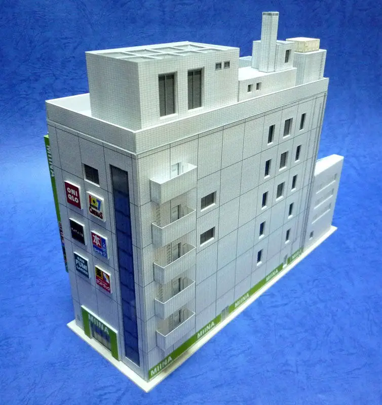 1:150 N-Scale Japanese Building Diorama 3D Paper Model Scene DIY Handmade Ornaments shopping mall