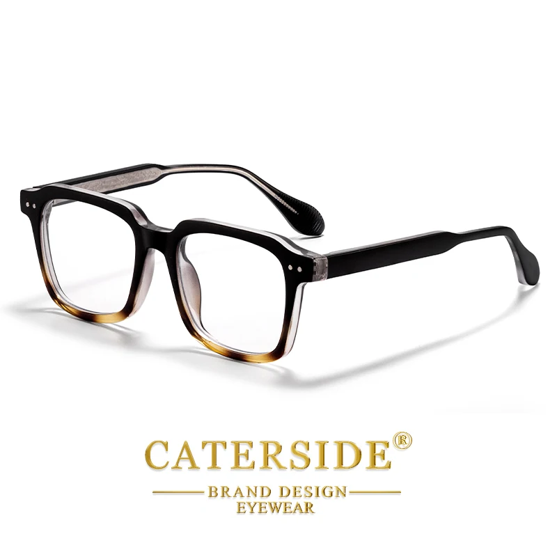 CATERSIDE Retro Quadratische Herren Optische Rahmen Luxus Tempel Tipps Design Federscharnier Gläser Damen Täglich Anti Blaues Licht Gläser – Detail 9
