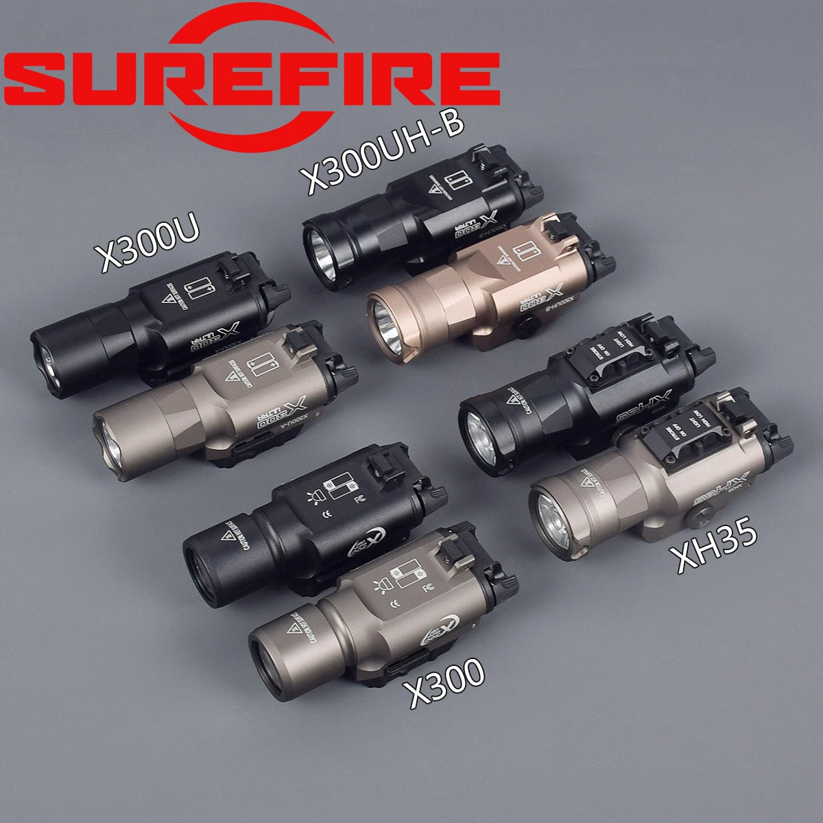 SureFire LOGO X300 Ultra XH35 X300UH-B Metal Tactical Pistol Gun Scout Light Torch For Glock 17 18 19 Airsoft Gun Flashlight