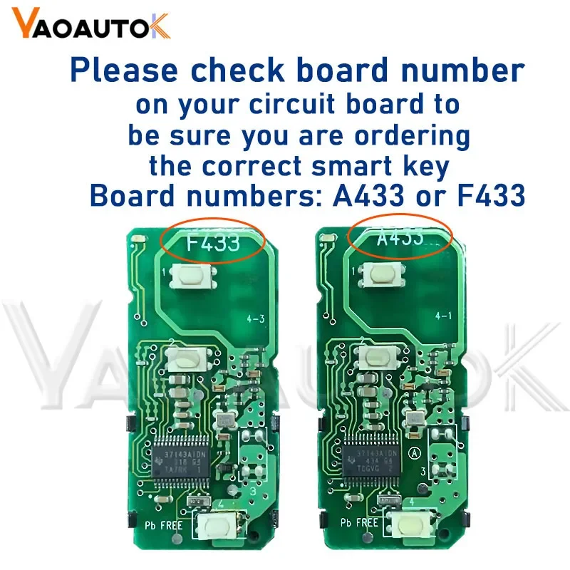자동 스마트 원격 키, 도요타 랜드 크루저 프라도 캠리 크라운 오리온 LC200 스마트 자동차 키, A433 F433 433MHZ ID74 2/3/4 버튼