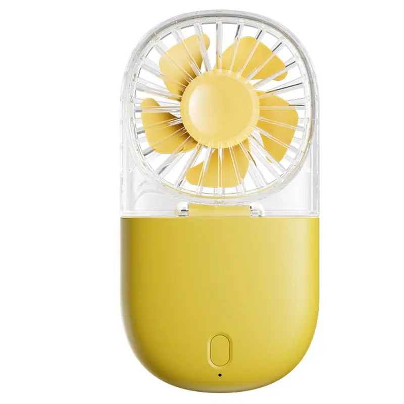 A01M-Gift Handheld Fan Portable USB Transparent Fan Comfortable Neck Hanging Fan Yellow