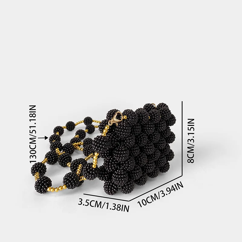 Bolso pequeño con cuentas hecho a mano para mujer, bandolera con perlas, Yangmei, 2024