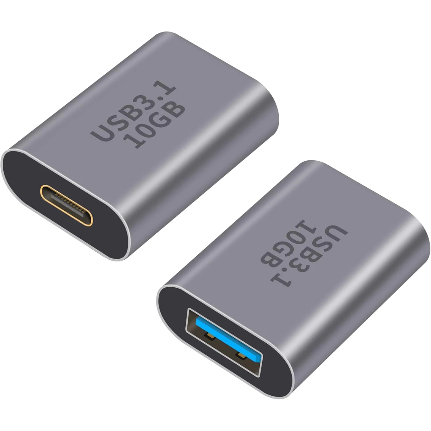 2Pack 10Gbps USB A Female to USB C Female Adapter Bi-Directional (USB 3.1 Type C Gen2)Compatible for iPhone, MacBook Pro, Laptop