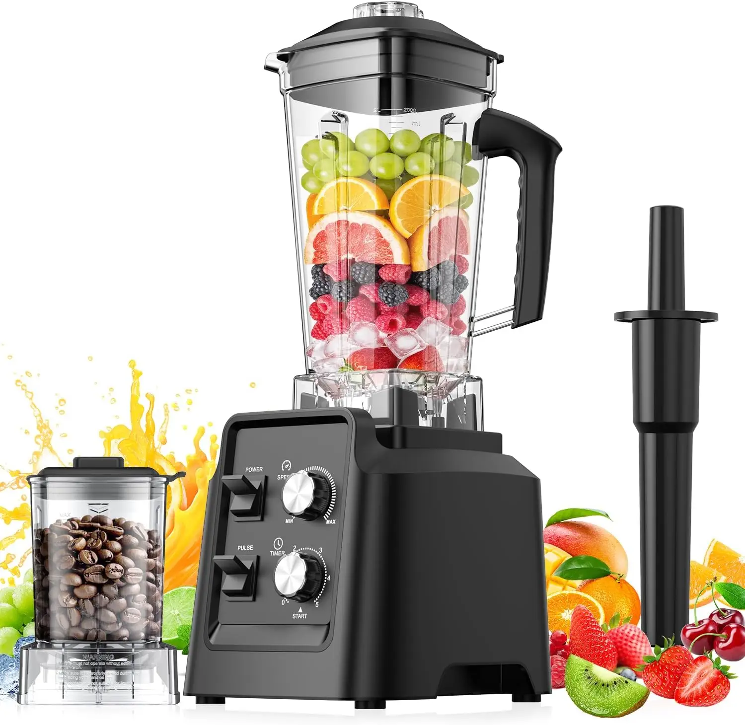 

1800W Professional Blender with Grinder - 6-Blade, Crushes Ice, Self-Cleaning, 68oz & 20oz Jars, Dishwasher Safe