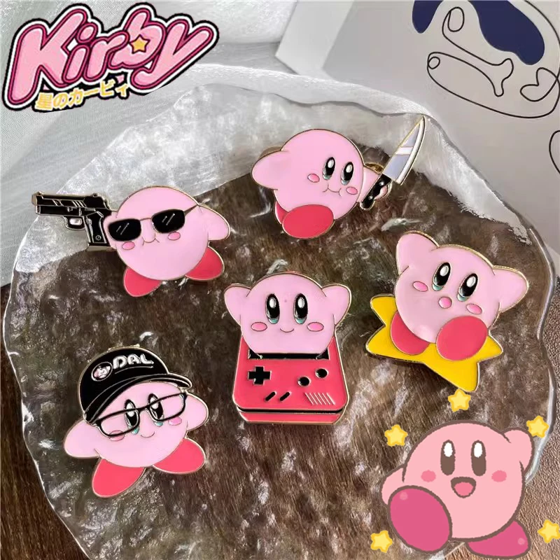 

New 5pcs Anime Games Kirby Brooch Clothes Jeans Lapel Pins Fashion Metal Enamel Pins Badge on Backpack Birthday Gift for Friend