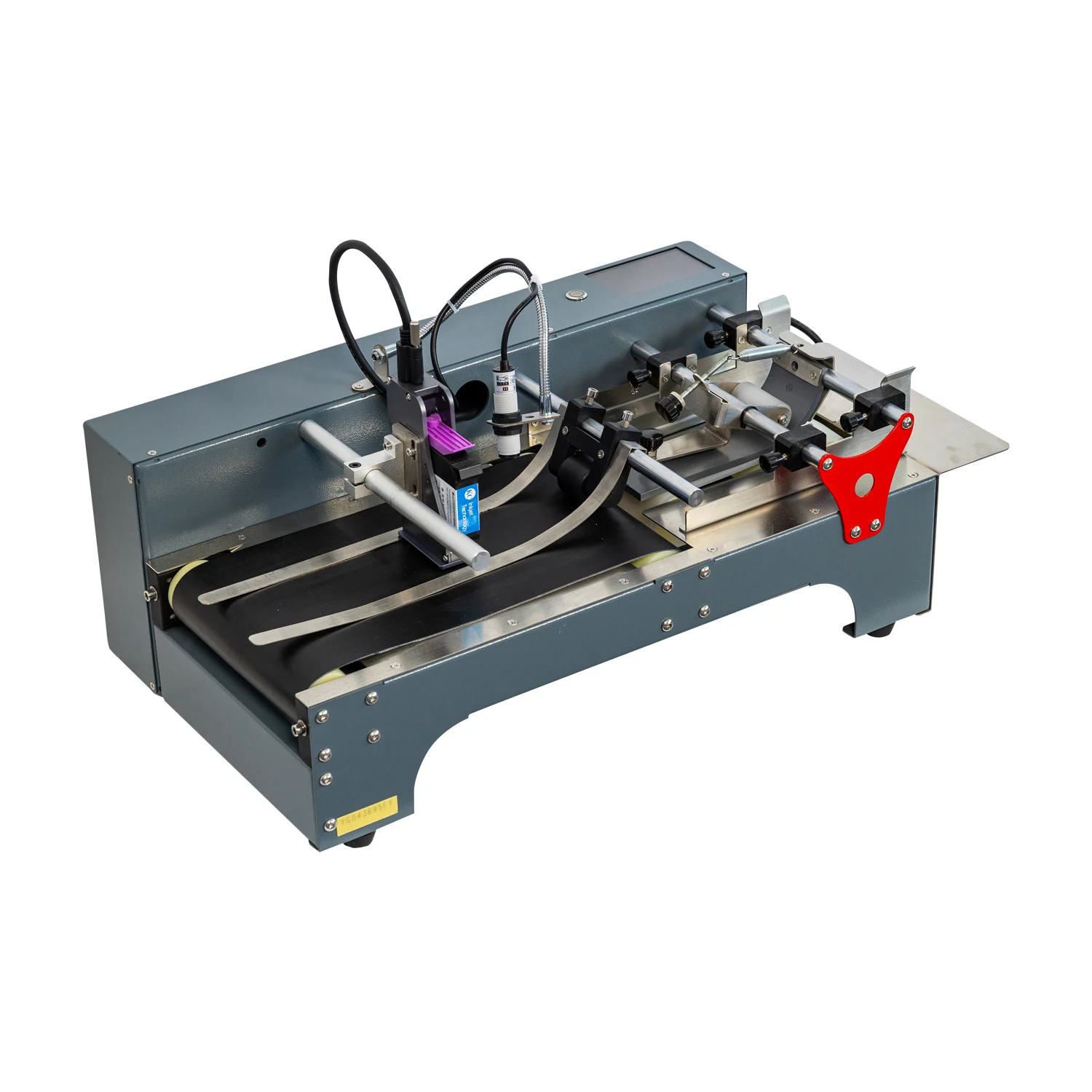 T100 Mini Conveyor Friction Feeder TIJ Printer Bag Label Card Paging Expiry Date Coding Machine