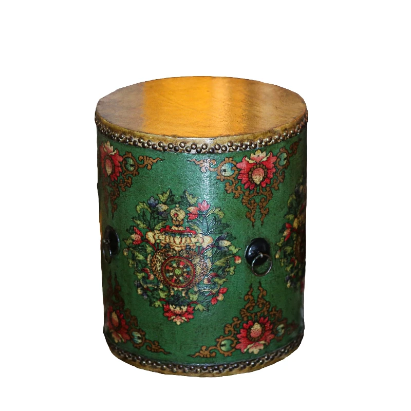 Leather drum painted decoration home floor ornament collection