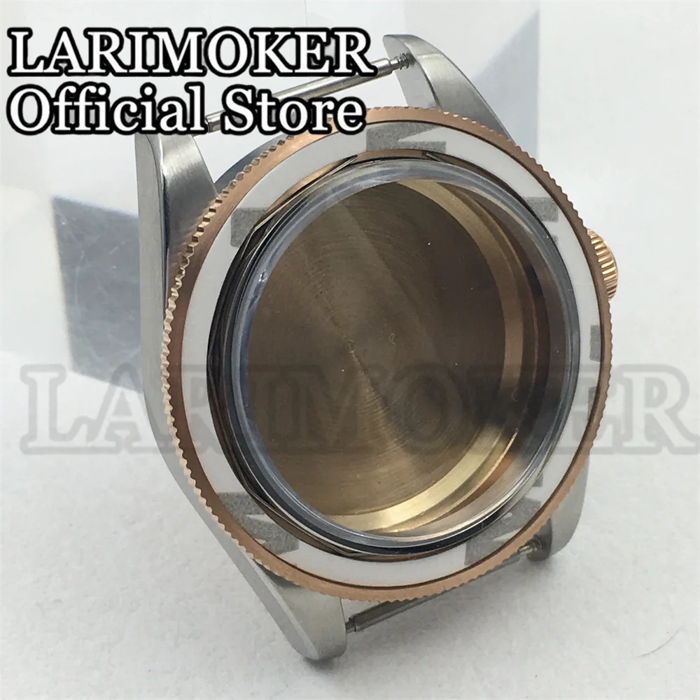 LARIMOKER 39mm Fits NH34 NH35 NH36 2824 PT5000 Movement  Rose Gold Silver Black Case Dome Glass Sapphire Glass Watch Case