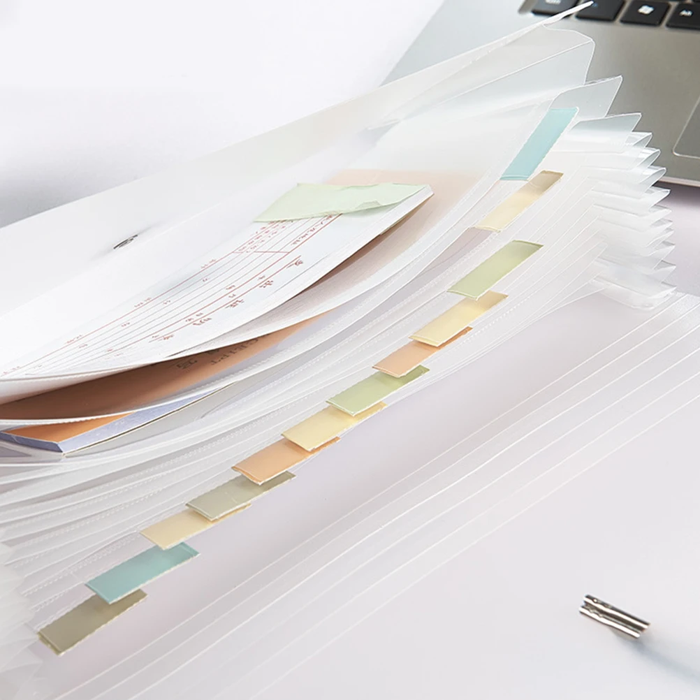 

2pcs Simple Design Document File Folder Portable Elastic Band Plastic Expanding Accordion File Folder Organizer (Translucent and