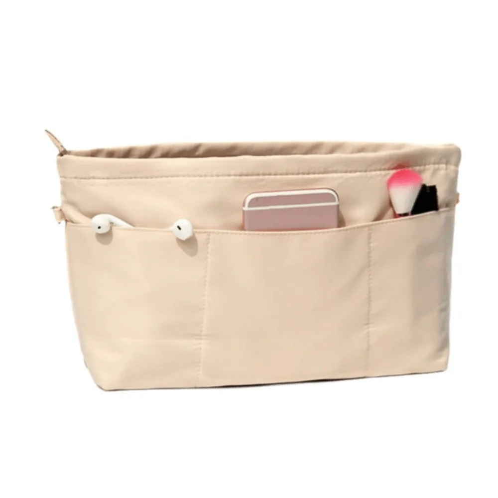 

Multi-Pocket Insert Cosmetic Bag Large Capacity Multifunctional Nylon Toiletry Bag Solid Color with Zipper Storage Bag Travel