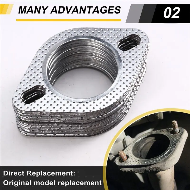 [NEW!A08R】 20-Piece Set Of 2.5Inch ID High Temperature Flange Gasket, Compatibility: 12Mm / 1/2Inch Bolts, Model 120-06310-0002