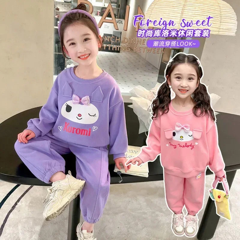 

Sanrio hello kitty girl crewneck hoodie Sweater casual pants kuromi new hoodie pants children spring and autumn sports coat