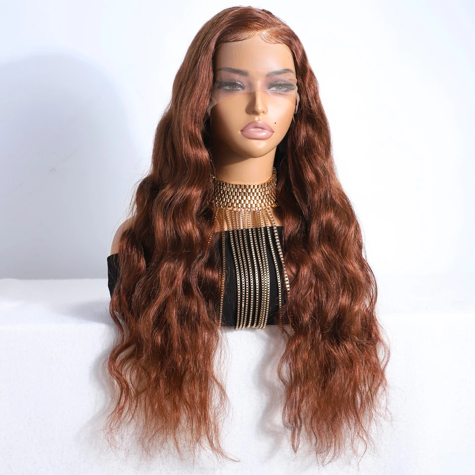 Reddish Brown 13x5 Lace Front Body Wave Wig Human Hair 180% Density Body Wave Glueless Human Hair Wig Pre Plucked With Baby Hair