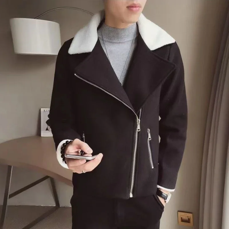 

Корейский уличный мужской шерстяной пиджак, осенне-зимний плащ с утолщенным воротником