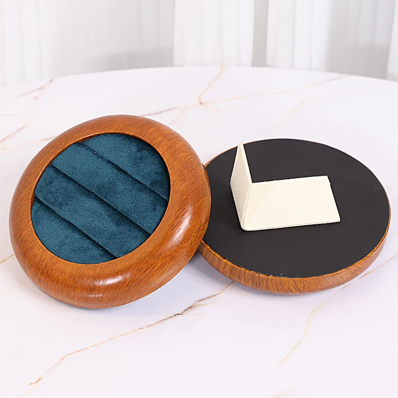 Wood Grain Microfiber Jewelry Tray - Ring Storage Holder & Earring Display Stand, Premium Jewelry Display Prop for Retail & Home