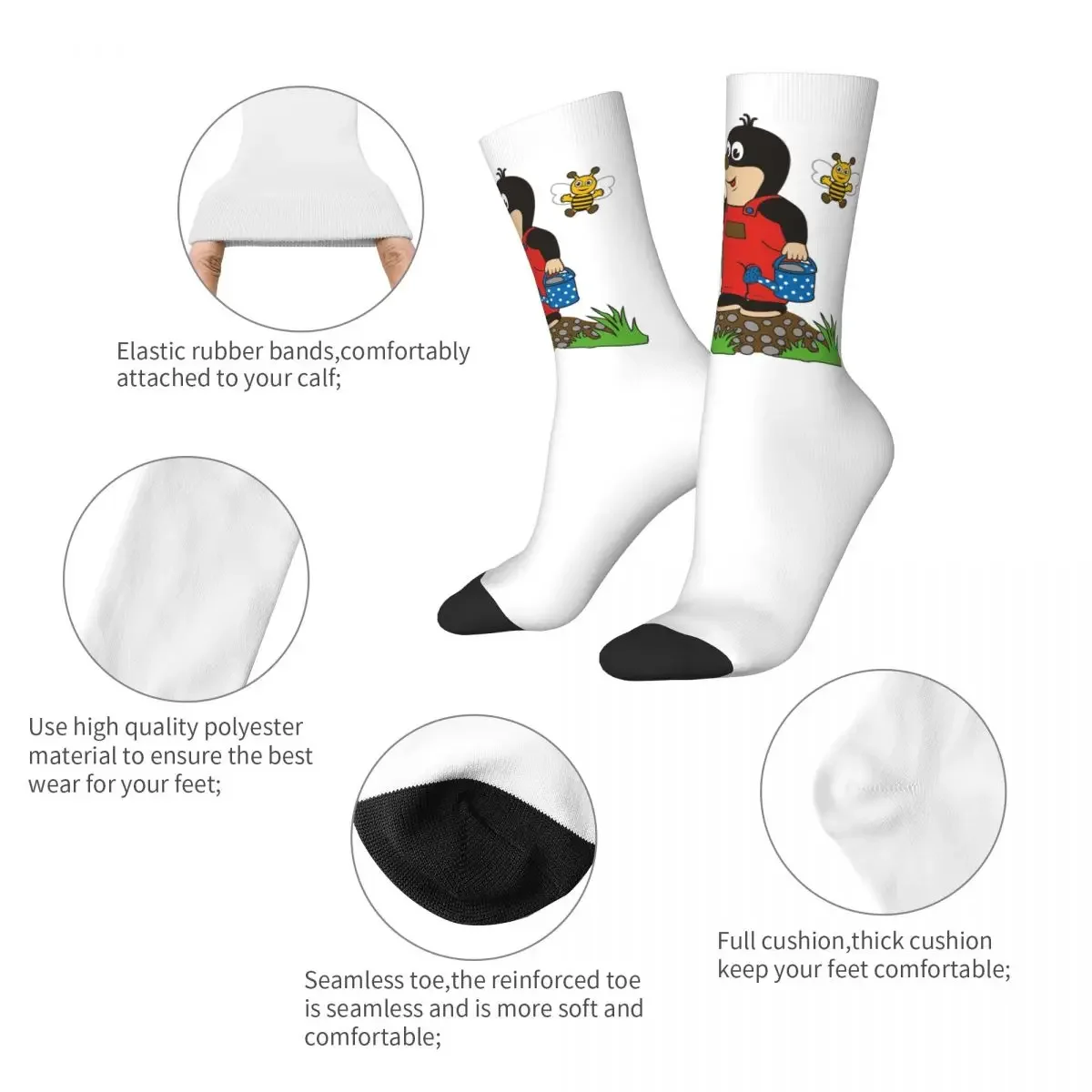 Sunflower European Mole Comics Happy Socks Novelty Street Crazy Krtek Little Maulwurf Cute Cartoon Hip Hop Male Socks for Unisex