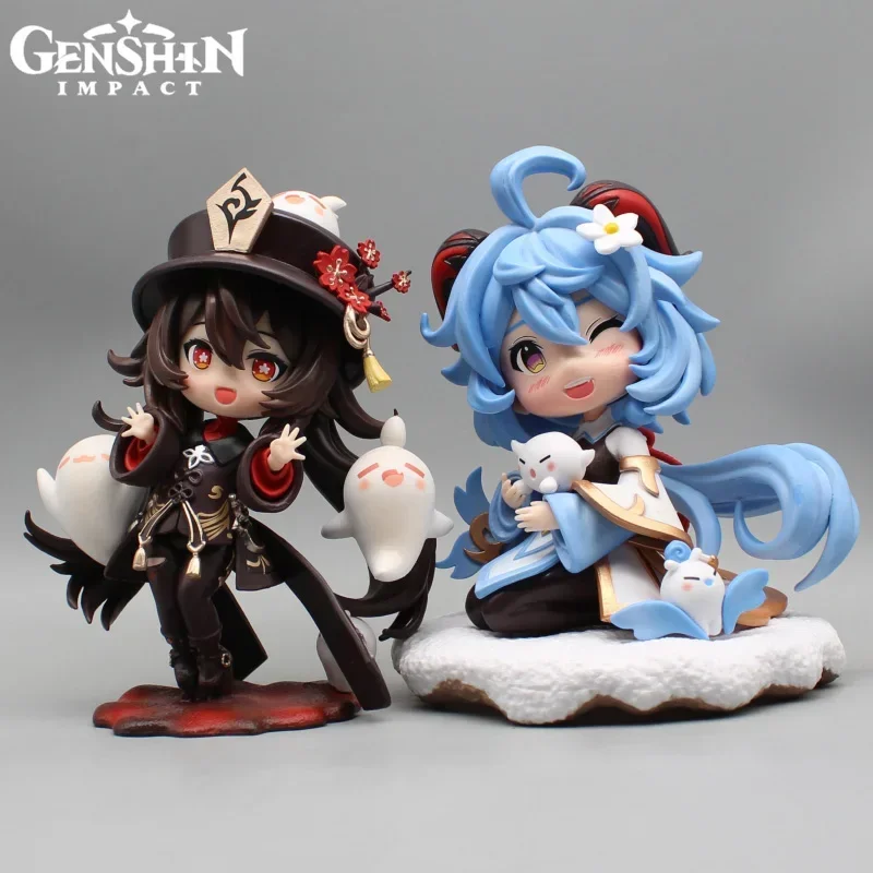 17cm Genshin Impact Anime Game Hu Tao Ganyu Figure GK Kawaii Beautiful Girl Statue Pvc Action Figurine Collection Model Toy Gift