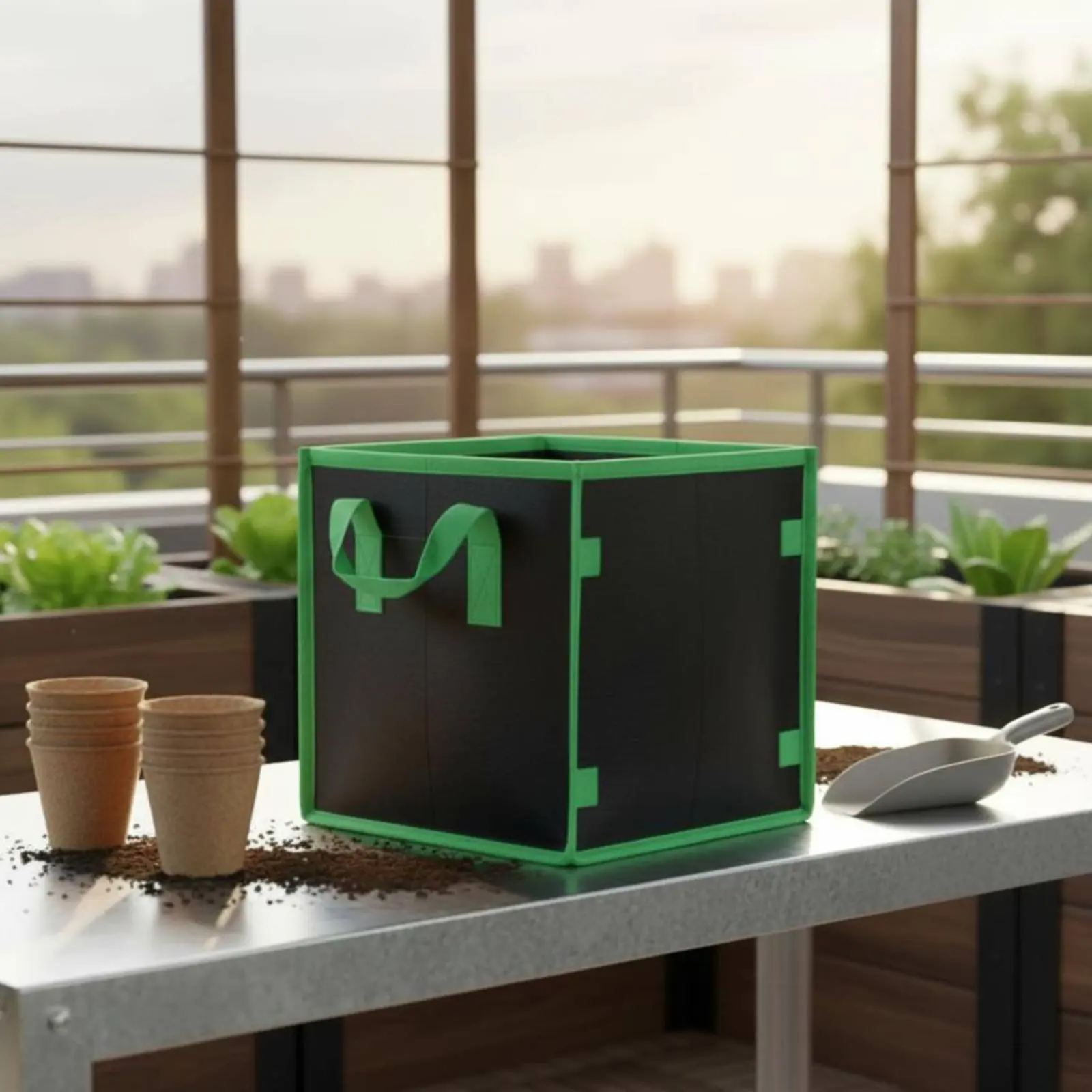 

Square Grow Bag Tear-Resistant Square Textile Grow Bag Non-Woven Textile Planter Sturdy Duty Non-Woven Plant Pot Support Pole