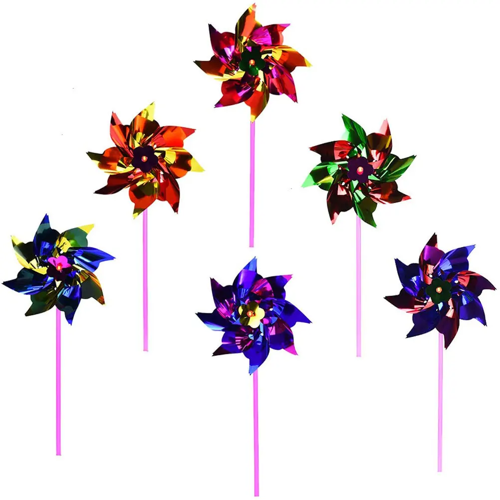 100 szt. tęczowych wiatraczków z drewnianą rączką, wielokolorowe, do ogrodu, na imprezy plenerowe, dekoracja podwórka, prezent dla dzieci, zabawny gadżet do zabawy