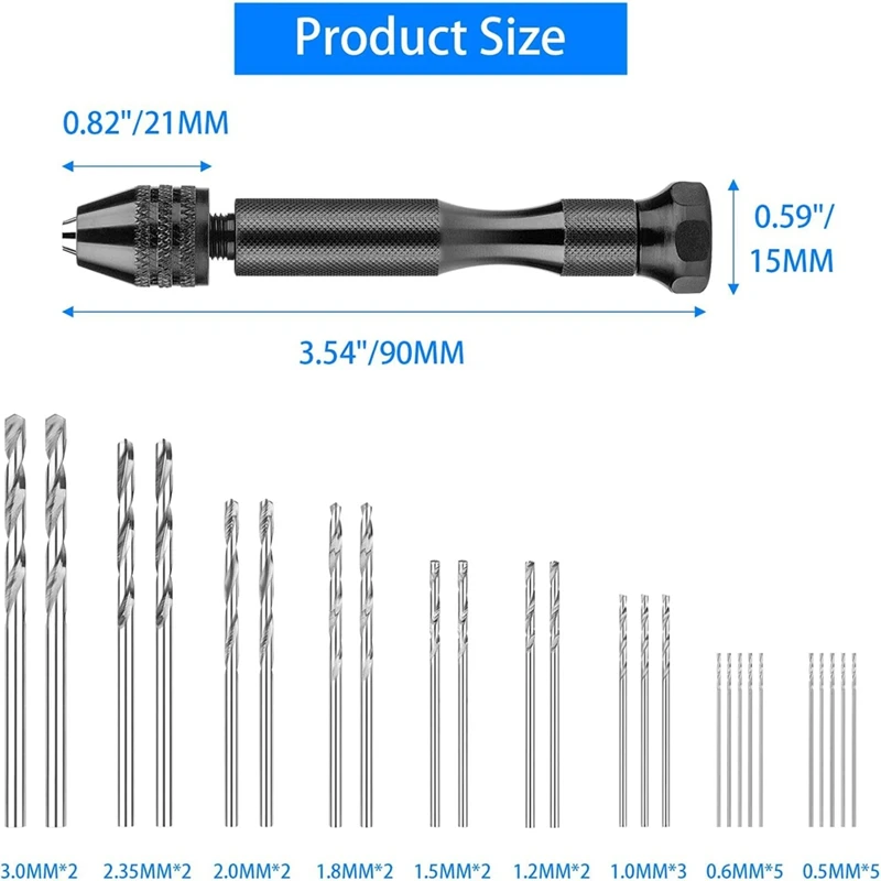 Hand Drill Set, 25PCS Twist Drill Bits And 10PCS PCB Mini Drill Bits, Jewelry Drilling Tool For Resin Polymer Clay