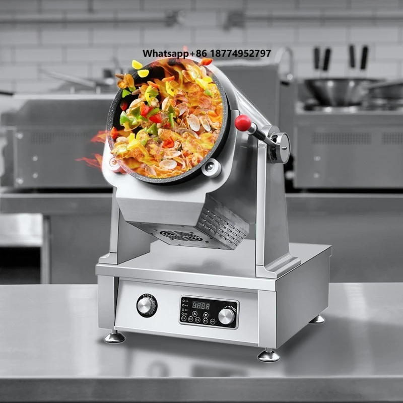 Commercial Drum Self Cooking Machine Egg Wok Rotating Frying Pan New Trends Restaurant Kitchen Wok Robot Fried Rice Machine