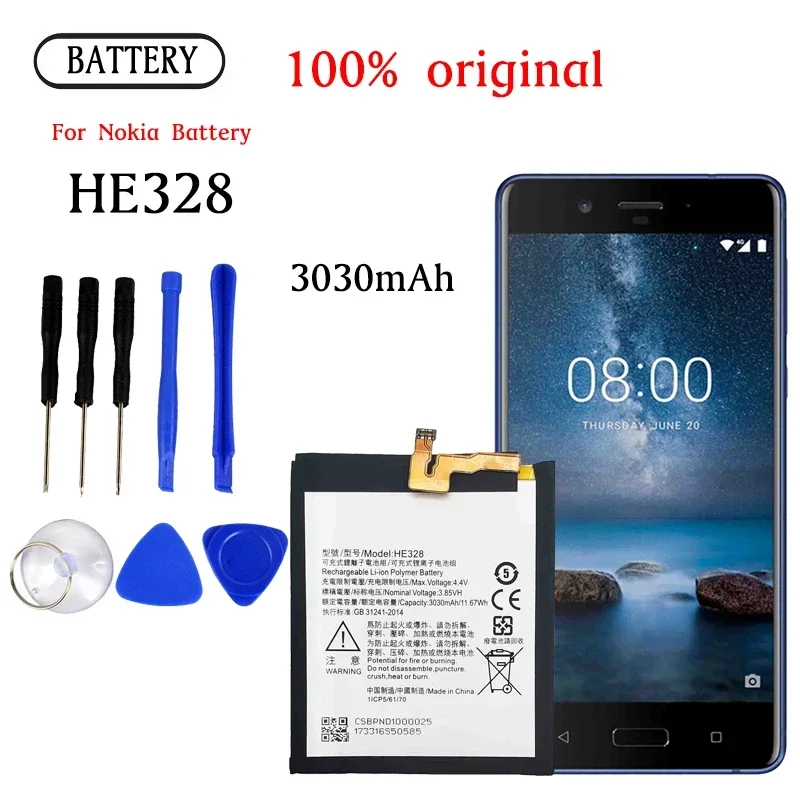 

HE328 Battery For Nokia 8 NK8 TA-1004 TA-1012 TA-1052 high capacity Capacity Mobile Phone Batteries Bateria